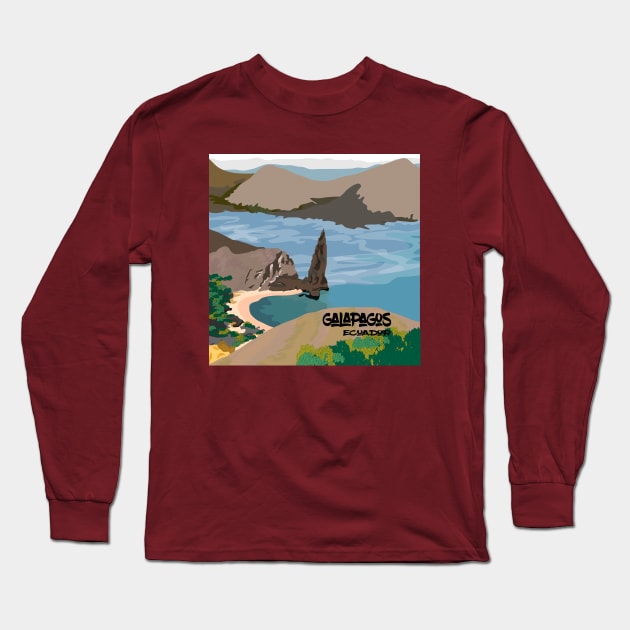 Galapagos Islands Landscape Long Sleeve T-Shirt by leeloolook